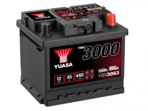 Yuasa YBX 3000 - 12V 45Ah - autó akkumulátor - jobb+
